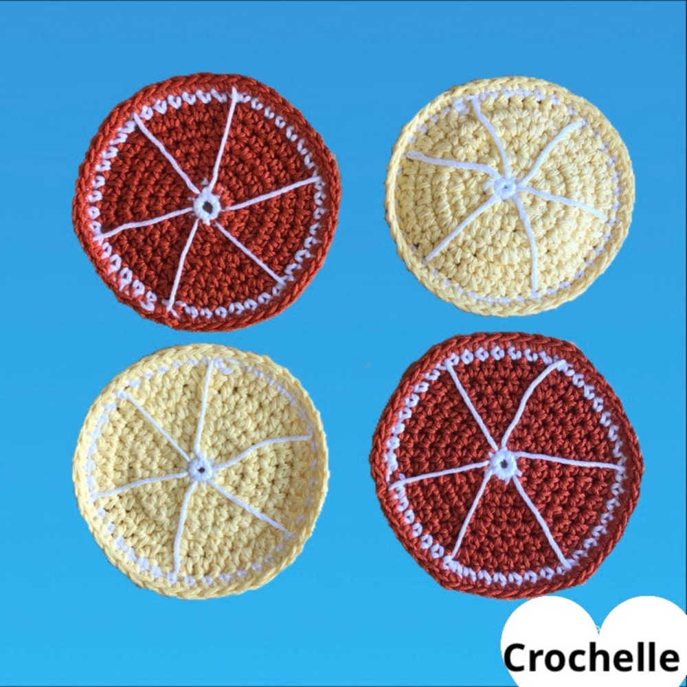 NEW Crochet Lemon & Orange Slice Coaster Set